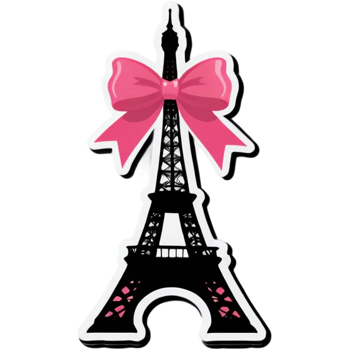 Eiffel Tower with pink bow emoji