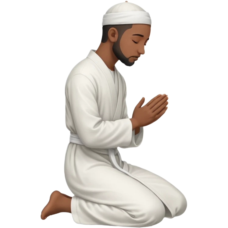 молящийся черный  мусульманин в полный рост с боку на коленях emoji