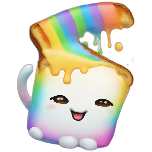 Rainbow toast cat puking rainbow emoji