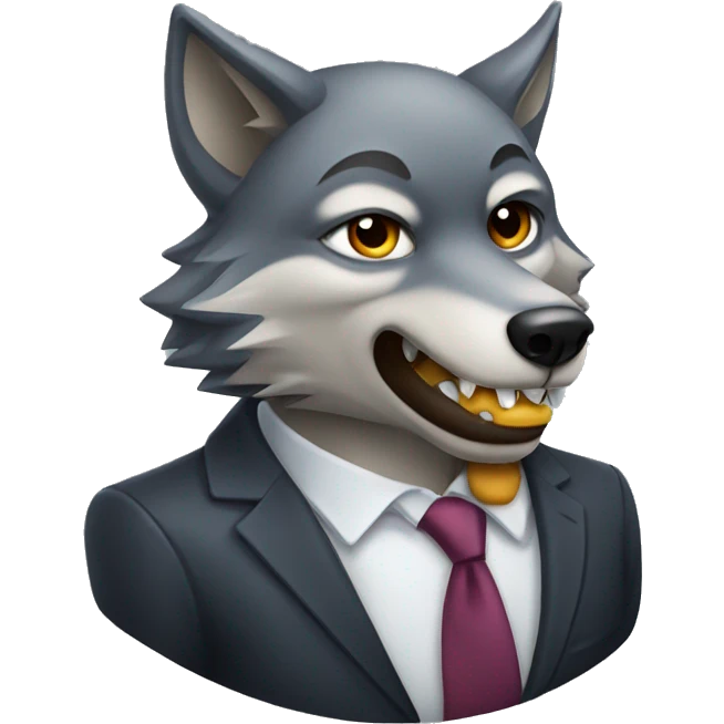 wolf biting his lip wearing a suit emoji