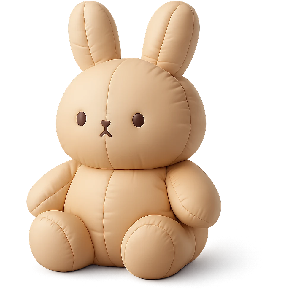 milk tea bunny sitting still with blank stare, cushion style emoji