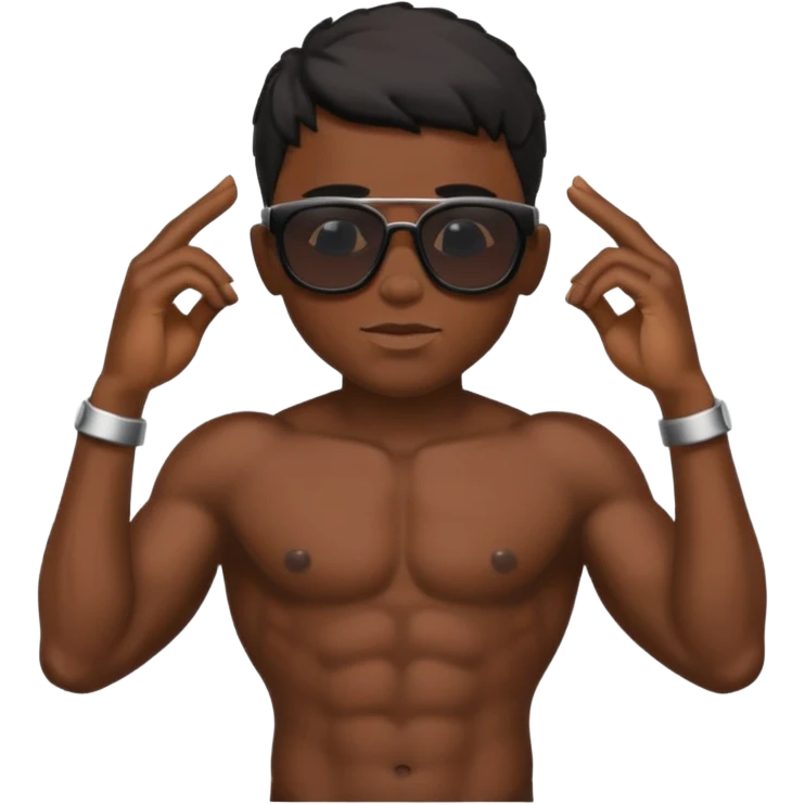 boy naked musclar with sunglasses black emoji