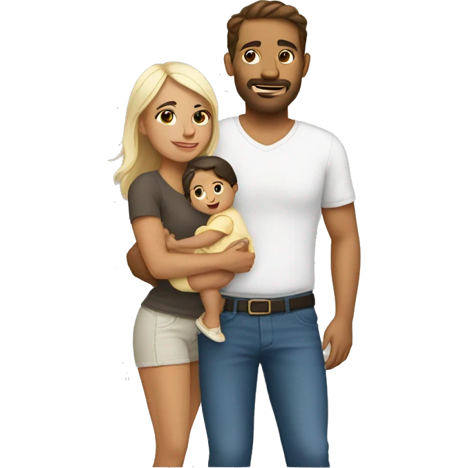 White man and Hispanic girl carrying a baby emoji