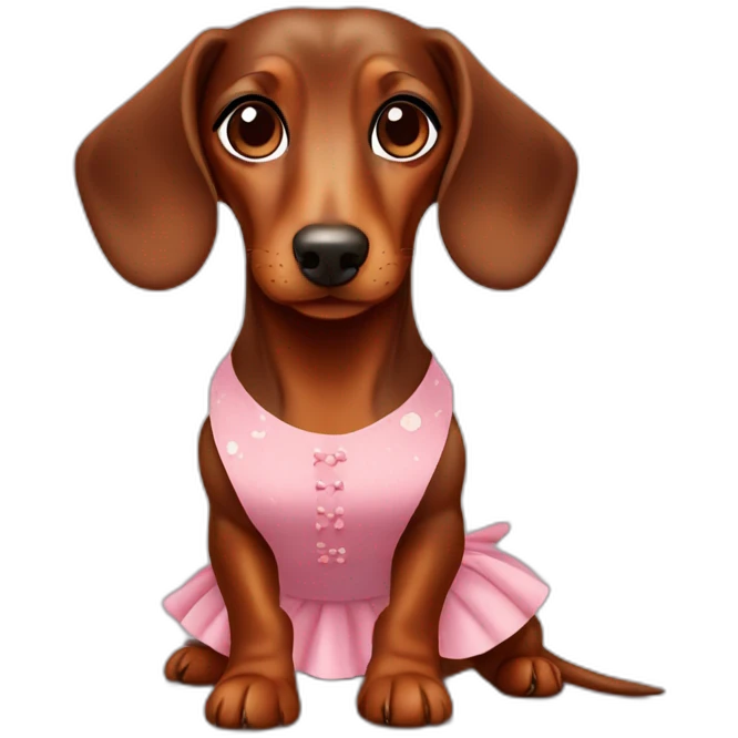 Cute Lady brown Dachshund whith dress emoji