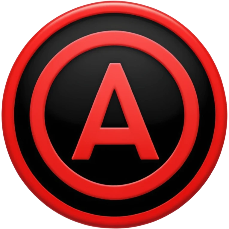 a black circle with a red A in the middle emoji