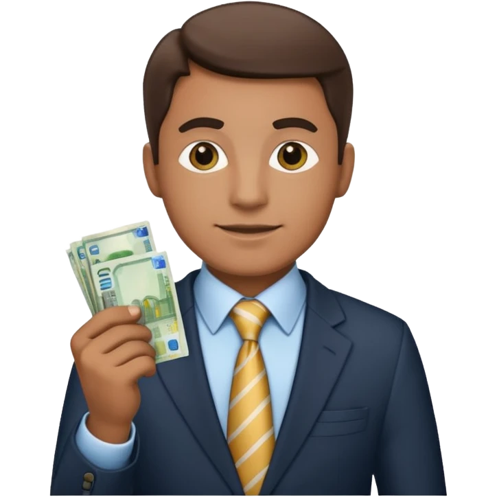 AN UNCLE with a tie in business clothes and with euro money
 emoji