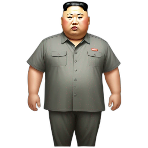 super fat Kim jong un wear shirt with a white tick mark which is NIKE LOGO emoji