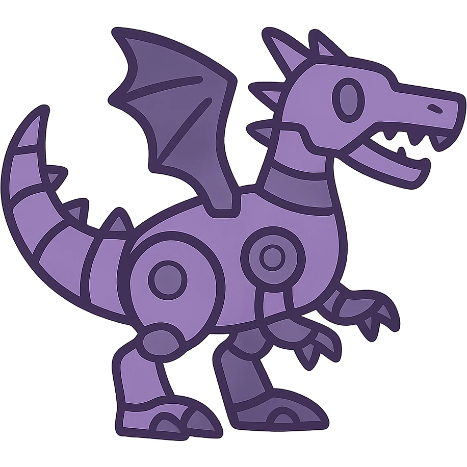 flat toon style purple robot dragon emoji