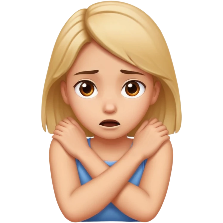 girl with her arms crossed on her neck scared emoji
