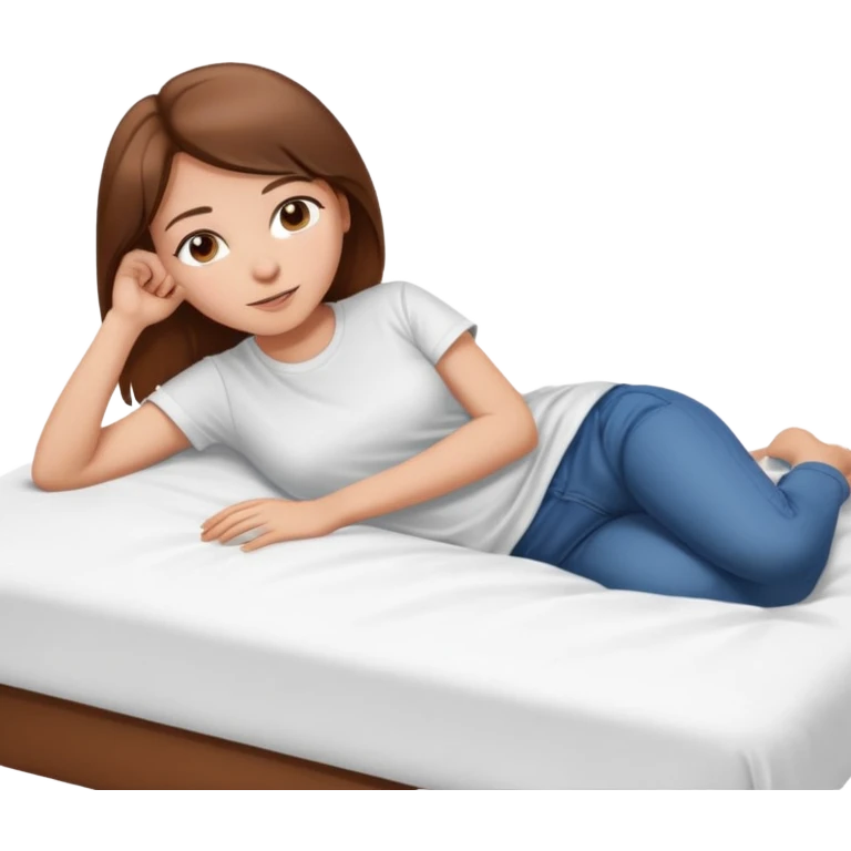 lying on withe bed brown hair girl just chill emoji