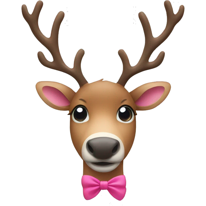 Reindeer with a little pink bow emoji