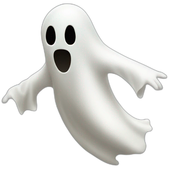 a white ghost moving up the floor going to a party emoji