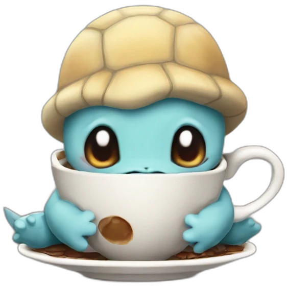 sad Squirtle with a cup of coffee emoji