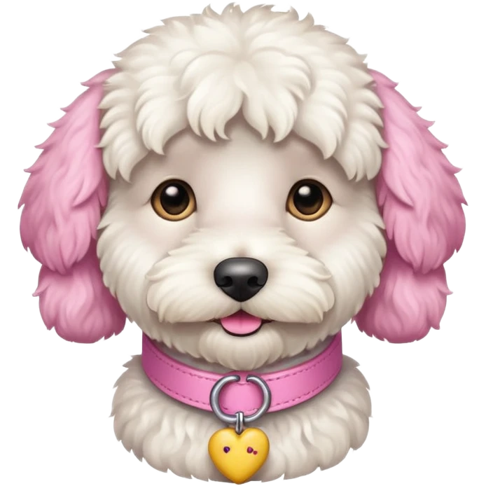 white labradoodle dog pink collar emoji