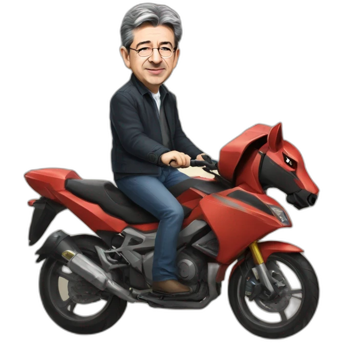 Jean Luc Mélenchon riding a pokémon emoji