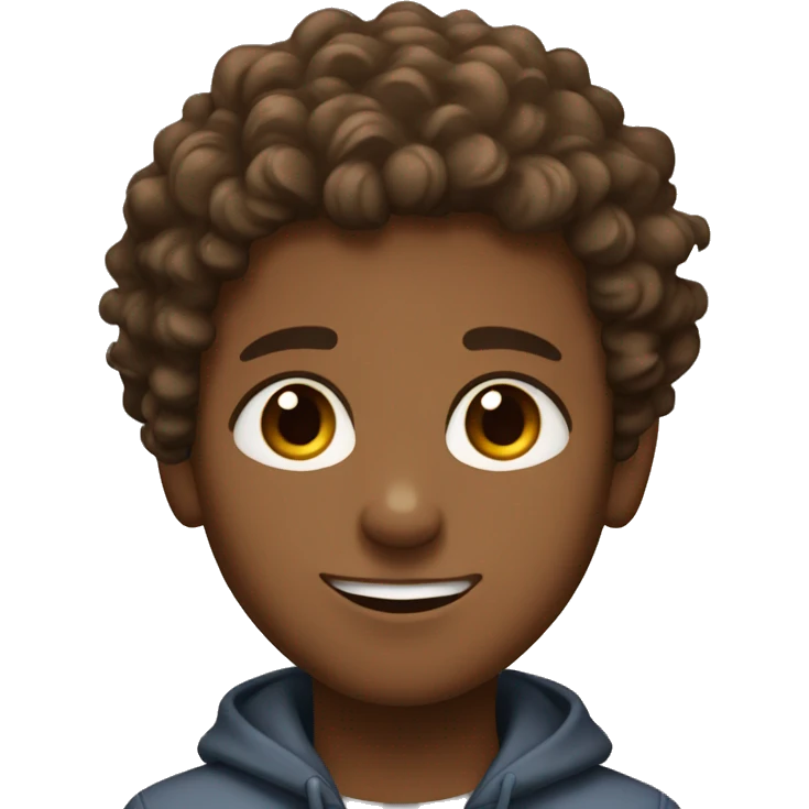 Light brown skin boy with brown eyes and curly brown hair emoji