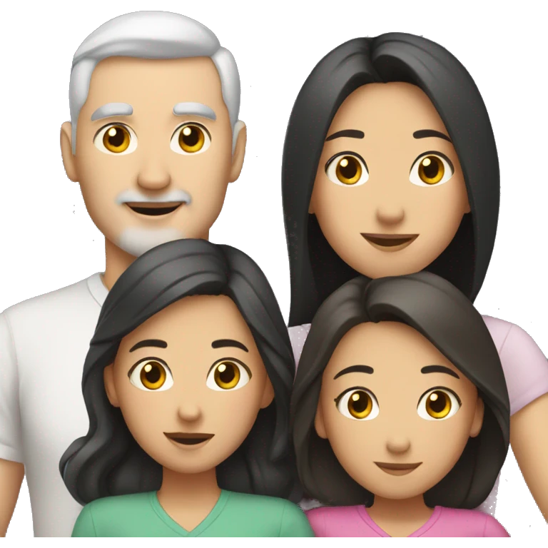 white dad and 3 asian daughters emoji