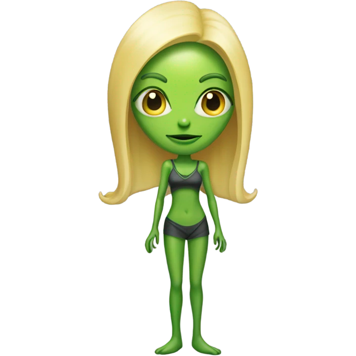 a green alien woman full body,blonde emoji