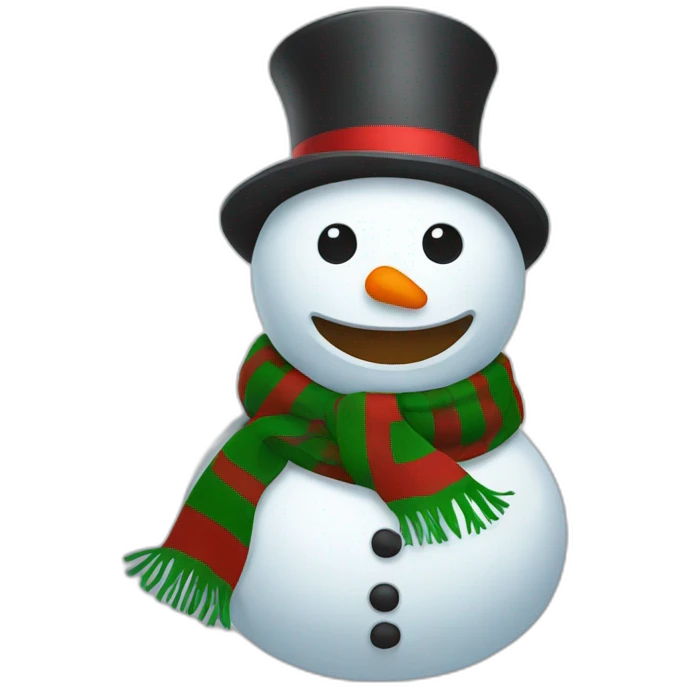 Scary snowman with red and green scarf emoji