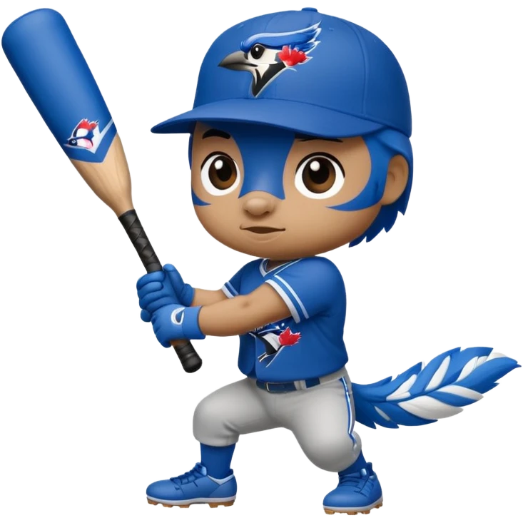 muscular bluejay  swinging a baseball bat with  toronto blue jays baseball hat emoji