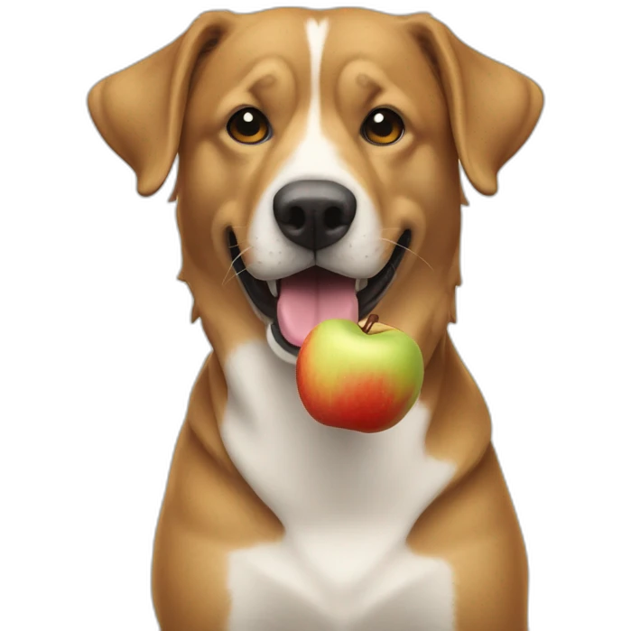 Chien qui mange une pomme emoji