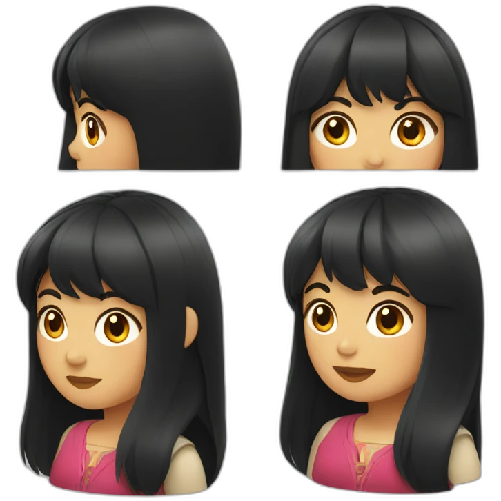 Chilean woman with dark long hair and bangs emoji