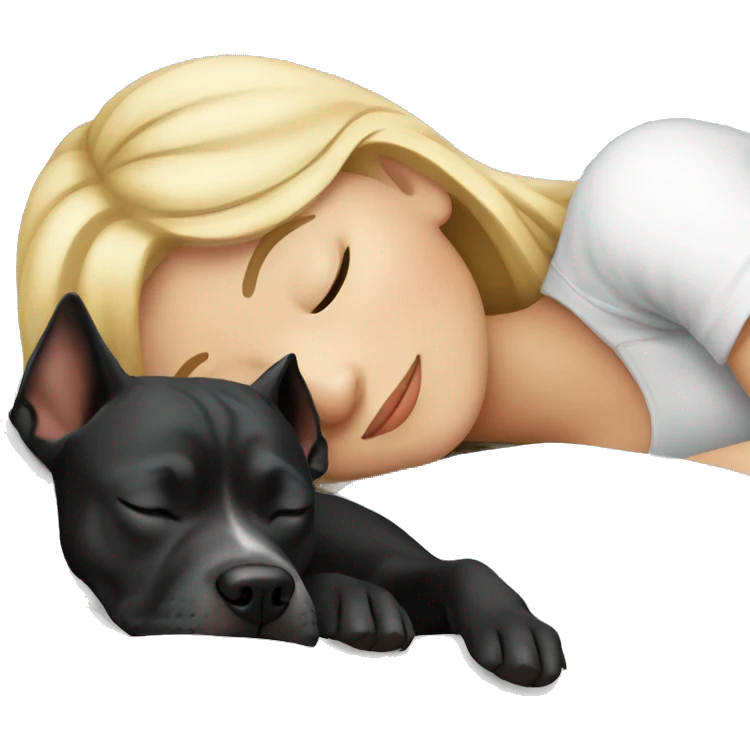 Blonde Girl sleeping with a black pitbull  emoji