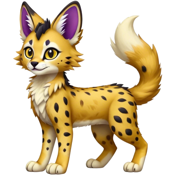 Epic Cute Colorful Dark Sergal-Serval-Vernid full body  emoji