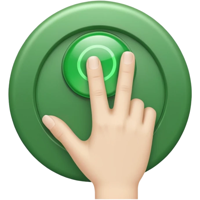 Green Button Being Pushed Down By A Finger emoji