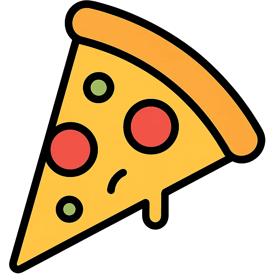 slice of pizza, color icon style, clean lines, simple and recognizable, suitable for app icon emoji