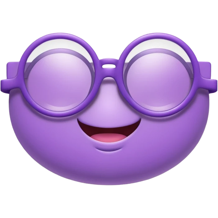 A 3D cartoon lavender-purple round spectacle with thin circular rims, clear lenses, soft shadow, Memoji-style rendering. emoji