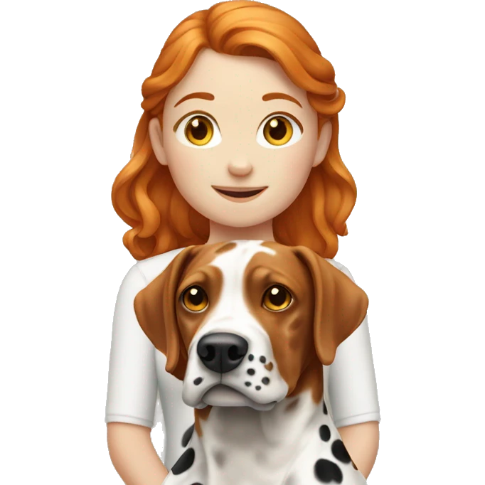 Ginger girl with brown Dalmatian  emoji