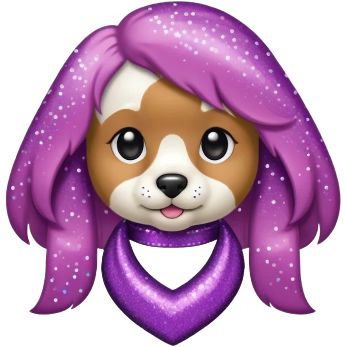 Cachorro com gravata roxa com glitter emoji