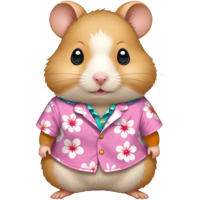 hamster, wearing pink floral aloha shirt. emoji