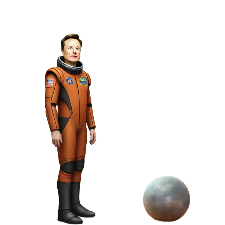 Elon musk standing on planet mars emoji