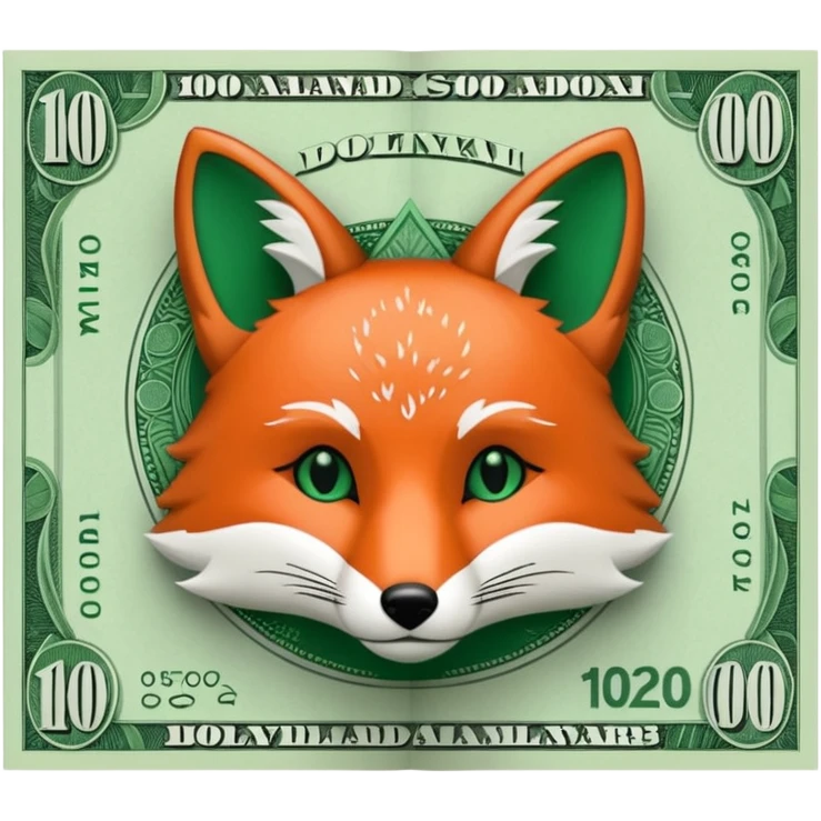 make 100 dollar bill with a small fox head outline in the middle emoji