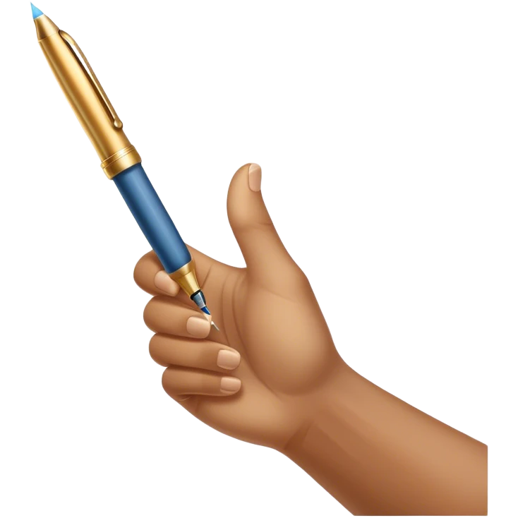A glowing, slightly transparent hand—representing the future self—emerges from a piece of paper, offering a pen to the present self. The present self’s hand, solid and real, reaches out to take it, symbolizing the moment of choosing action over procrastination, guided by the future self’s wisdom. emoji