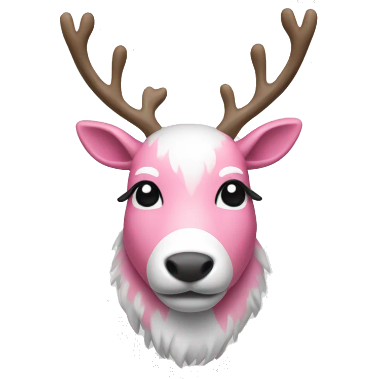 Pink and white reindeer  emoji