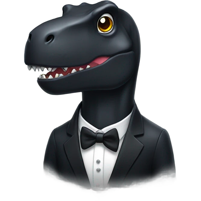 black trex in a tuxedo  emoji