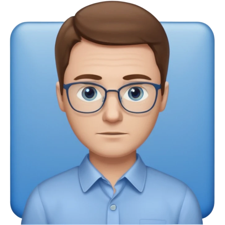white man, brown hair, blue eyes, teacher, no glasses, no beard or mustache emoji