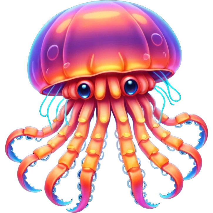 Neon glowing jellyfish-crab-squi emoji