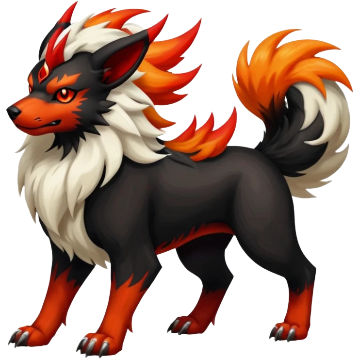 Shiny Exotic Gothic Houndoom-Arcanine-Pokémon-Fakémon-hybrid-creature emoji