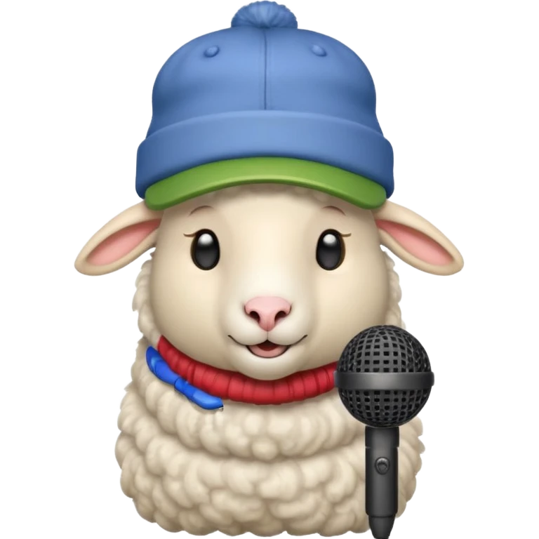 sheep with microphone and hat emoji
