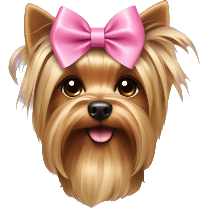 Yorkshire Terrier with floppy ears and pink ribbon  emoji