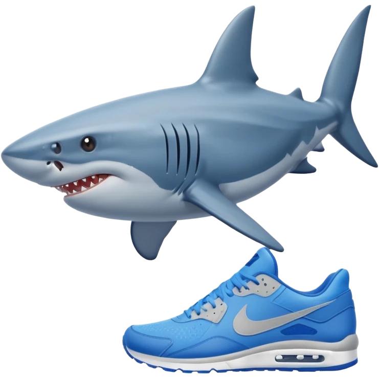 Shark wearing a  blue Nike shoes  emoji
