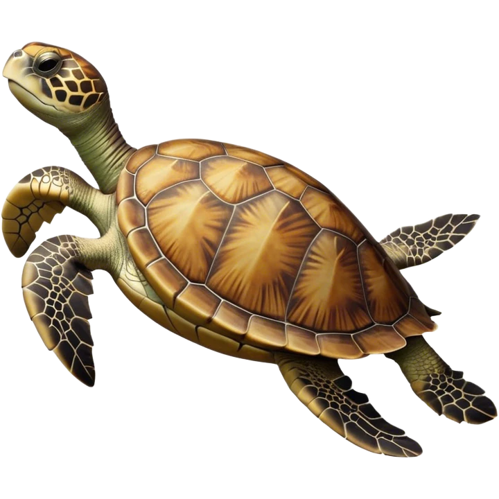 Cinematic Realistic Noble Sea Turtle Portrait Emoji, Poised and dignified, with a robust, time-worn shell intricately patterned in earthy tones and a weathered, wise face with deep, observant eyes, rendered with lifelike texture and natural, diffused light; high shine, intelligent and serene, styled with an air of oceanic majesty, focused and attentive, soft glowing outline, capturing the essence of a watchful and confident sea turtle that appears to glide out of the screen with timeless authority! emoji