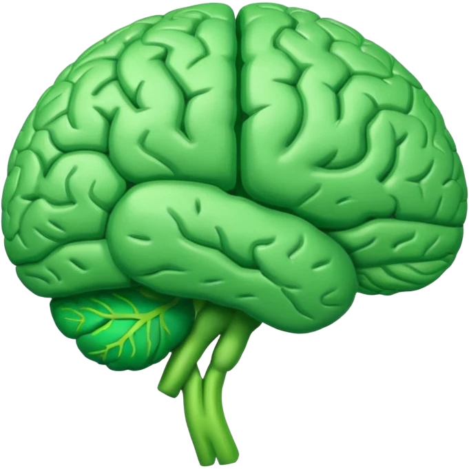 green brain with health logo plus on it emoji