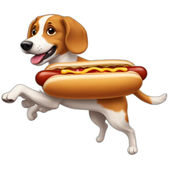 hotdog running from dog emoji