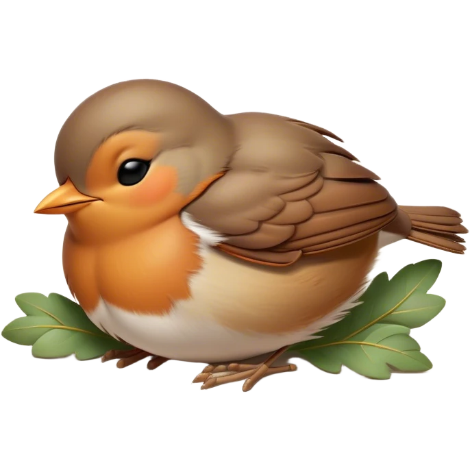 Meme-Worthy Cute Sleeping Robin Portrait Emoji, Head resting peacefully with a contented smile, showcasing a delicate, softly feathered body and eyes gently closed in serene slumber, Simplified yet adorably endearing features, highly detailed, glowing with a soft, drowsy light, high shine, relaxed and utterly lovable, stylized with an air of playful laziness, soft glowing outline, capturing the essence of a sleeping robin that feels destined to become the next viral icon of adorable rest! emoji