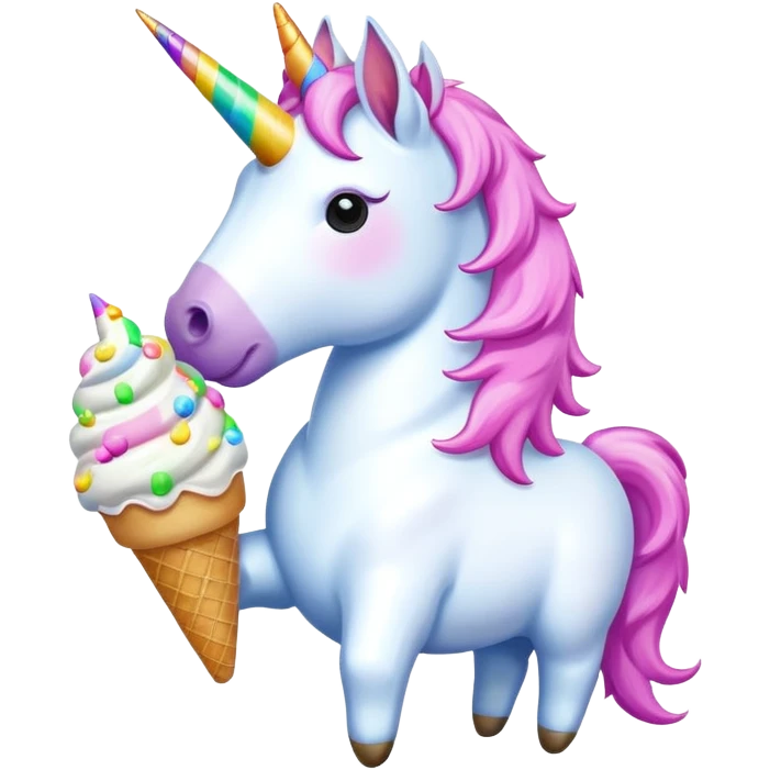 Unicorn with and ice cream emoji